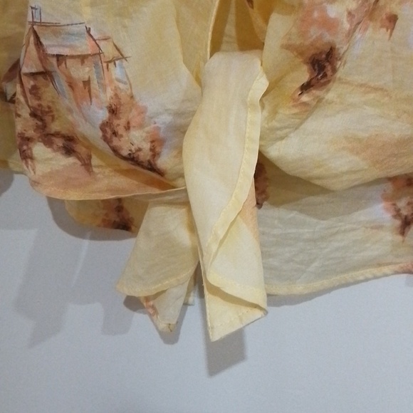 C1💐Anne Klein 6 sleeveless sheer house/tree pattern top - Picture 6 of 8